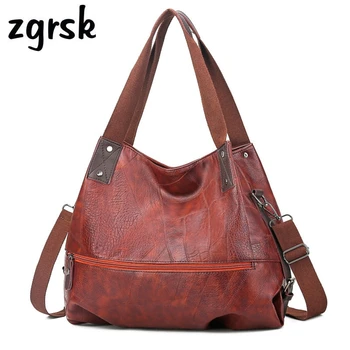 

Ladies Crossbody Bags Korean Style Large Zipper Solid Pu Leather Designer Handbags High Quality Brown Casual Bags Bolsa Handbag