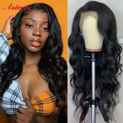 Asimey Body Wave Natural Color Wigs 13X4 Brazilian Remy  Pre Plucked With Baby Hair Transparent Lace Frontal Wig For Black Women