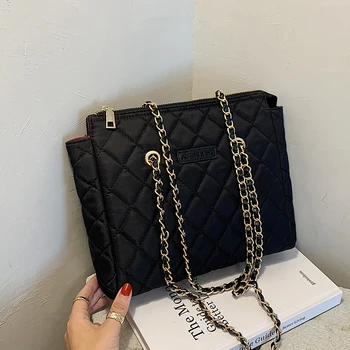 

Lingge Texture Big Bag Women 2020 New Fashion Chain Shoulder Bag All-match Large Capacity Tote Messenger Bag