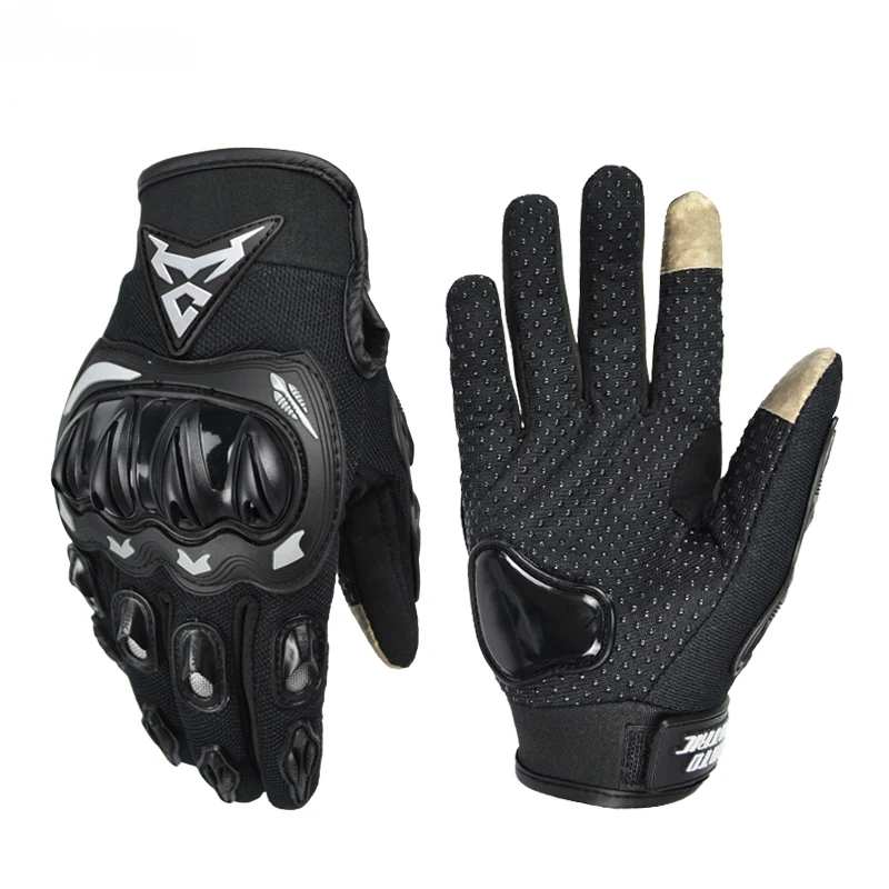 Мотоциклетные небьющиеся перчатки для верховой езды летние дышащие мотоциклетные перчатки с сенсорным экраном - Цвет: black