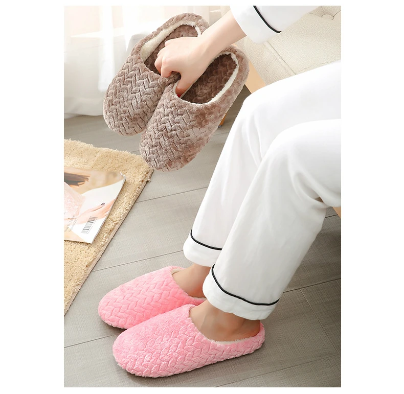 indoor and outdoor slippers Women Indoor Slippers Warm Plush Home Slipper Autumn Winter Shoes Woman House Flat Floor Soft Silent Slides for Bedroom indoor house slippers