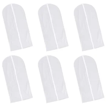 

6 pcs Clothes Dust Cover Transparent Zippered Fully-enclosed Garment Bag Suit Storage Organizer for Top Dress Outer