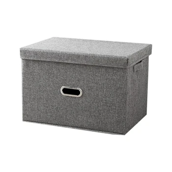 

Fashion and Simple Style Storage Box, Collapsible Linen Fabric Clothing Storage Basket, Toy Box, Organizer with Lids, for Kids a