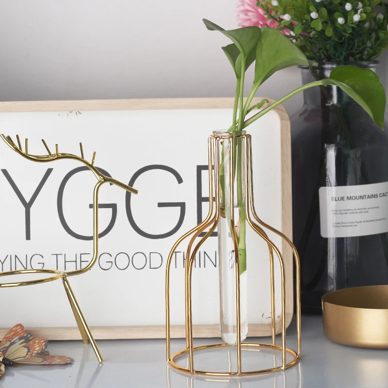 Metal Vase Frame Geometric Flower Pot Decorative Vase Plant Desktop Display Stand Iron Art Frame Bracket Simple Tray Iron Frame