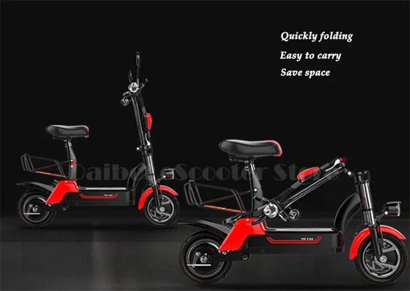 Daibot Electric Scooter Off Road Two Wheels Self Balancing Scooters 10inch 48V Portable Seat Folding Electric Bicycle Bike Adult (5)