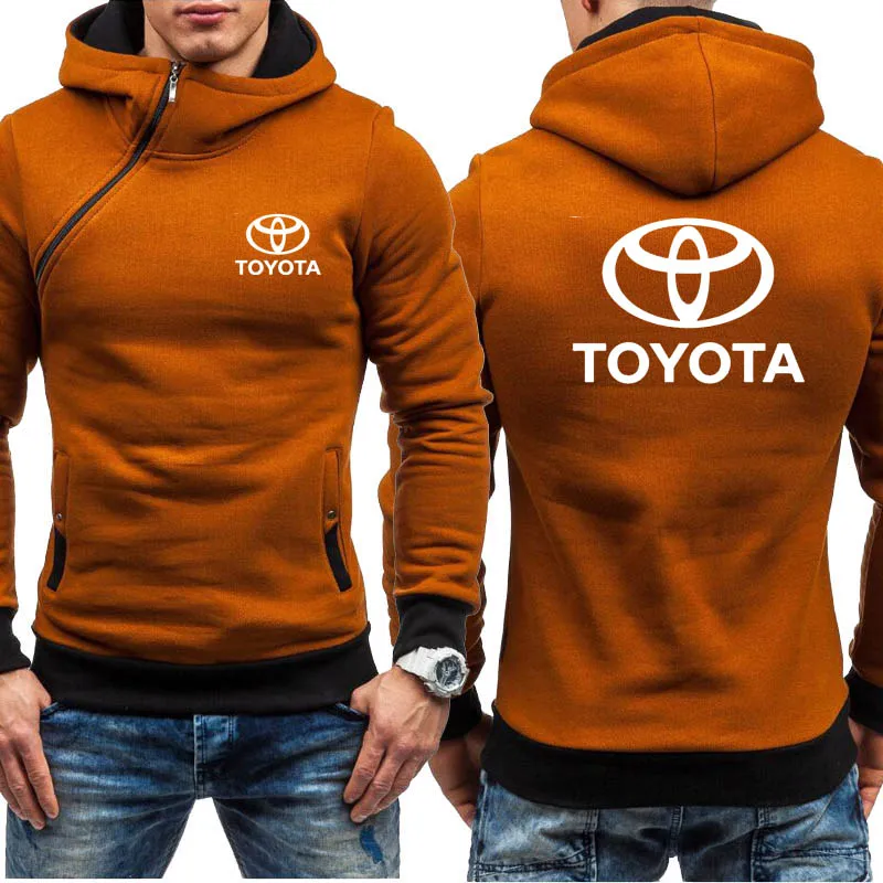 Мужская толстовка на молнии с логотипом Toyota хлопковая флисовая капюшоном одежда