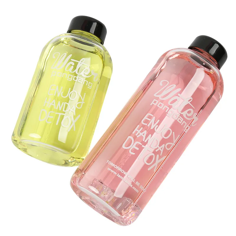 600ml1000ml пластиковая Спортивная бутылка для напитков портативная прозрачная бутылка для чая с фруктовым цветком BPA Бесплатный подарок для девочки