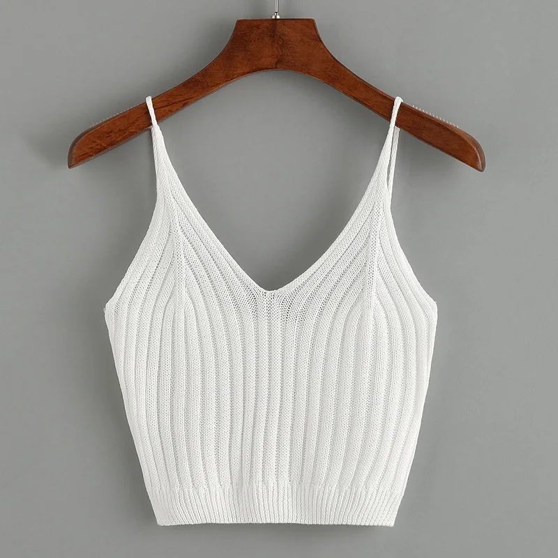 Fashion Women Summer Basic Tops Sexy Strappy Sleeveless Racerback Crop Top 2022 Female Casual Solid Color Ribbed Knit Short Vest