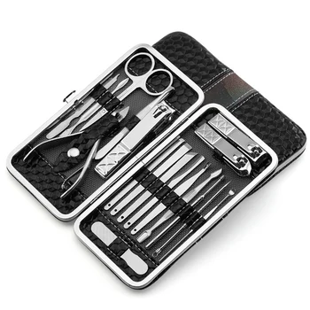 

NEW 2018 18pcs/set Manicure Set Pedicure Scissor Cuticle Knife Ear Nail Clipper Kit Stainless Steel Nail Care Tool manicure