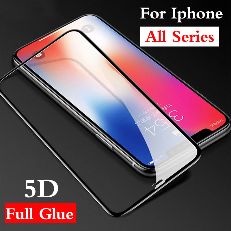 Закаленное стекло для iphone X XS Max XR 6 6s 7 8 plus 10 Защитная пленка экрана s 6plus 7plus 5D HD