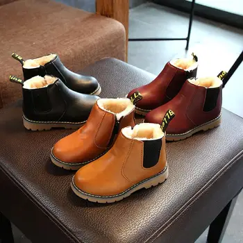 

Hot Boys Martin Boots New Fashion Brand Kids Leather Shoes Girls Zipper Soft Casual Boots Autumn Winter Children Warm Shoes
