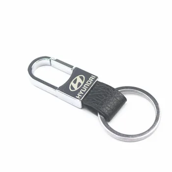 

Car Styling 3D Metal+Leather Emblem Car Key Ring Keychain Key Holder For Hyundai Solaris Accent I30 I20 IX35 Tucson Elantra