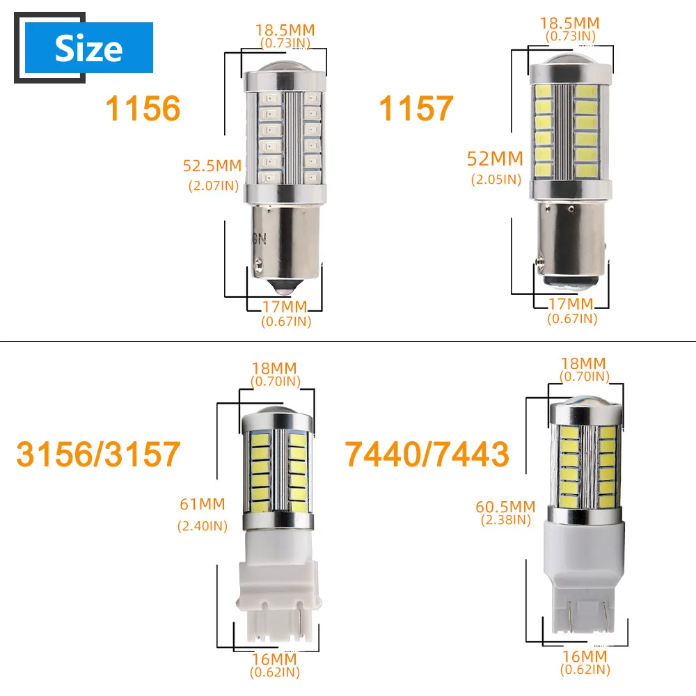 12V DC 5730 33 SMD 1156 BA15S p21w 1157 BAY15D p21/5w T20 3157 T25 7443 Car Led Turn Tail Signal Light White Red Amber Blue 2PCS led lights led car lights