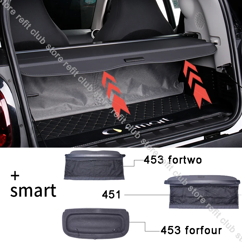 Car Trunk Clapboard Compartment Curtain Storage Bag For Smart 451 453  Fortwo Forfour Interior Accessories