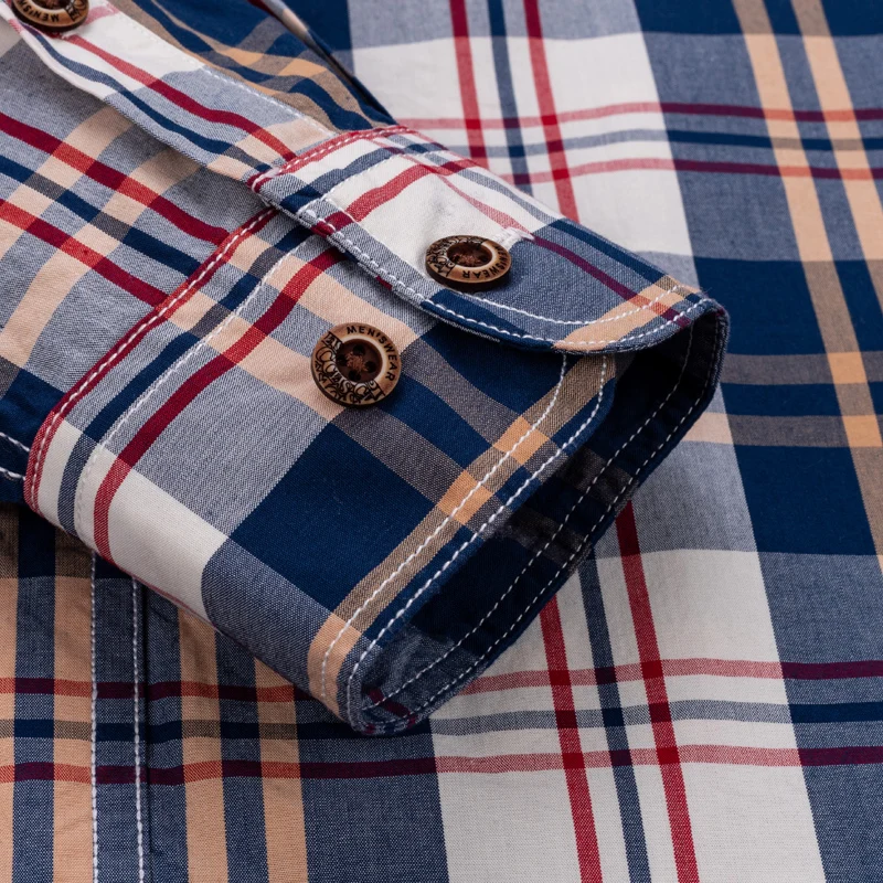 Cotton Shirt Long Sleeve Shirt Men's Cotton Plaid Long Sleeve Casual Shirt Spring Autumn Lightweight Breathable Slightly Slim Fit Button Down Shirts