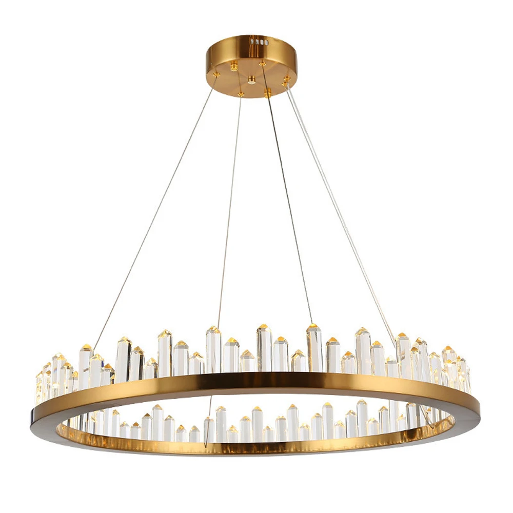

Brief design gold crystal chandelier stainless steel lamp AC110V 220V luster LED dining room living room hanging lights