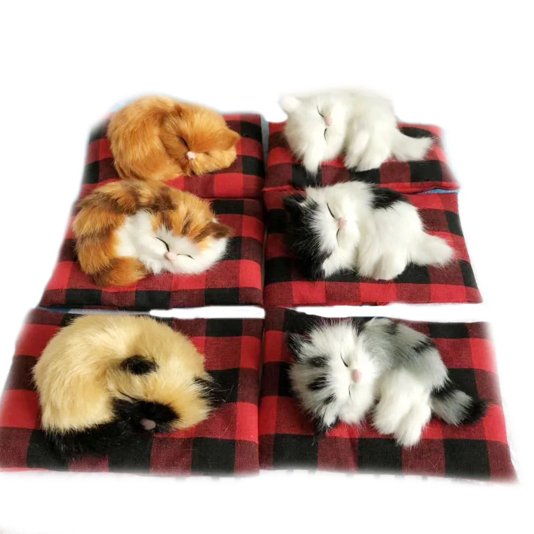 Model Cloth Pad Small Sleeping Cat Pocket of Cute Pet Decompression Toy Office Desk Small Ornaments Fur Toy Accessories Not Call