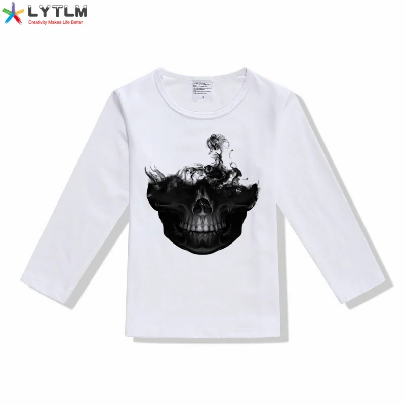 LYTLM/футболка на Хеллоуин Одежда для маленьких мальчиков зимняя рубашка с черепом для детей, Xxx, топы для девочек и мальчиков, Infantil Menino, топы для девочек со скелетом
