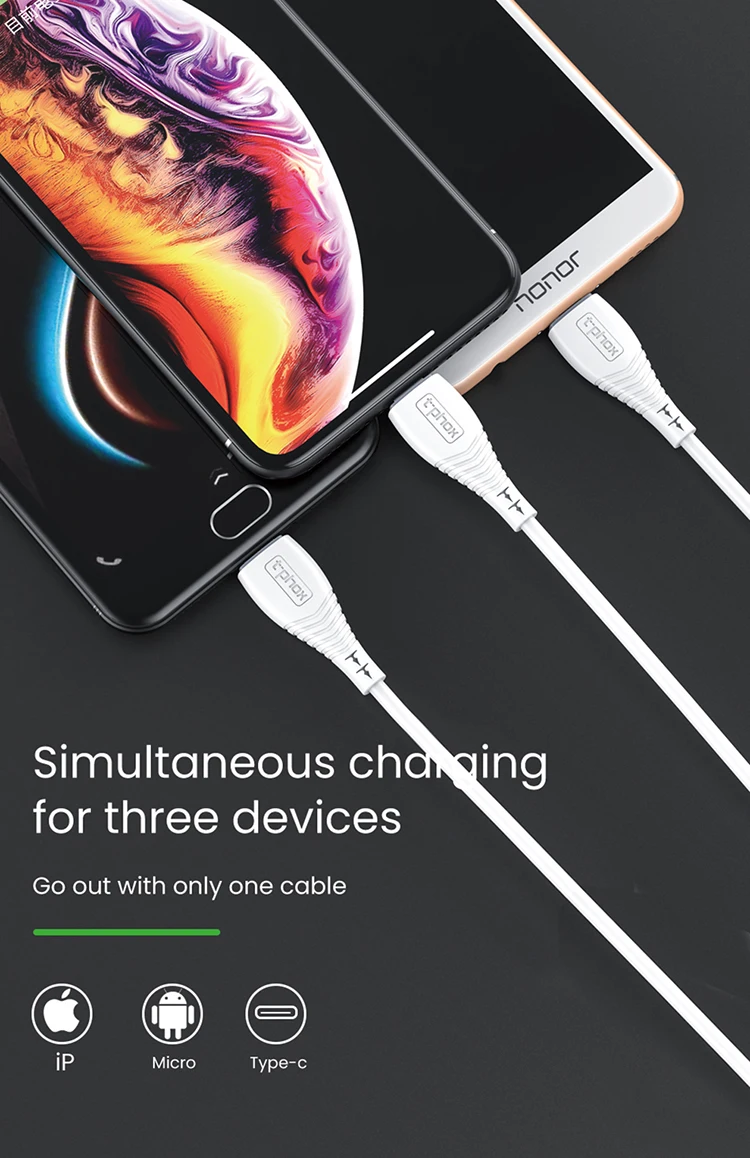 T-phox 3 в 1 USB кабель для iPhone XS XR 8 7 Micro usb type C кабель для huawei P30 Xiaomi 9 samsung S10e USB C зарядный кабель
