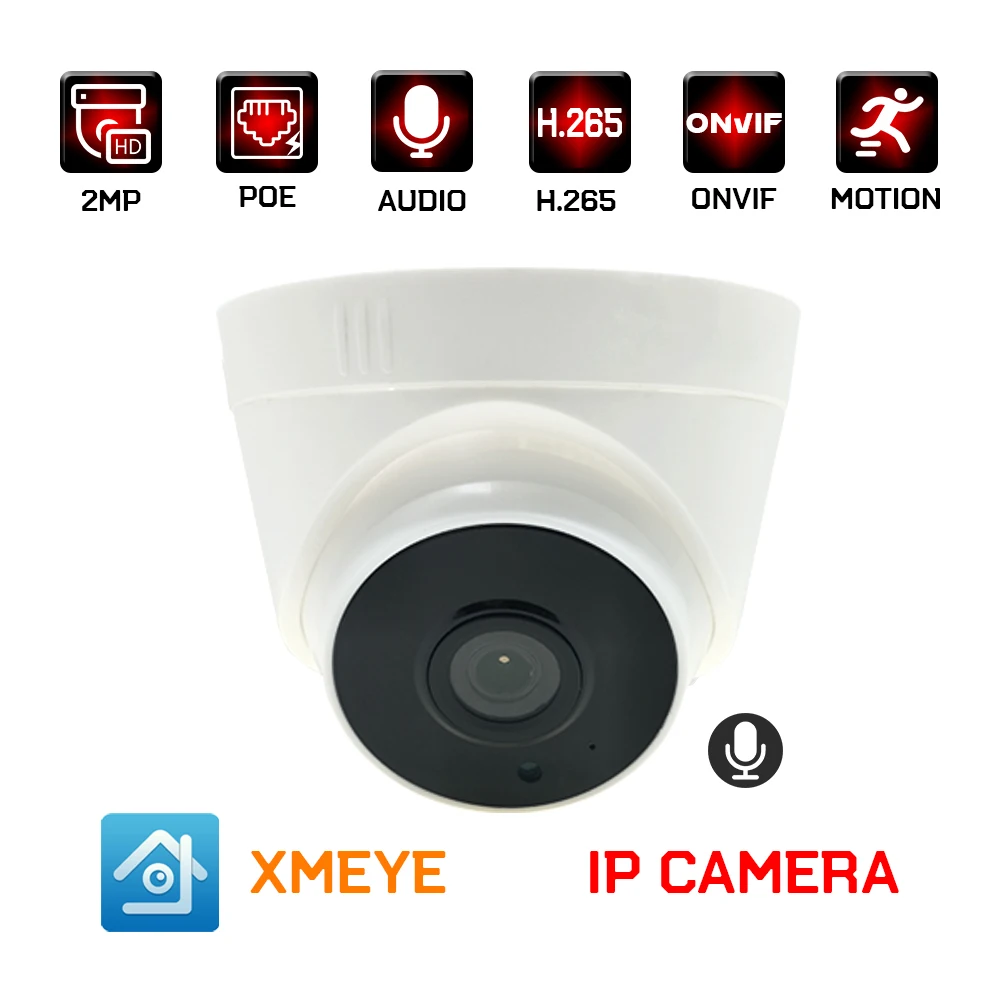 Ip-камера видеонаблюдения h.265 4 МП 3 Мп запись звука poe 2 купольная камера