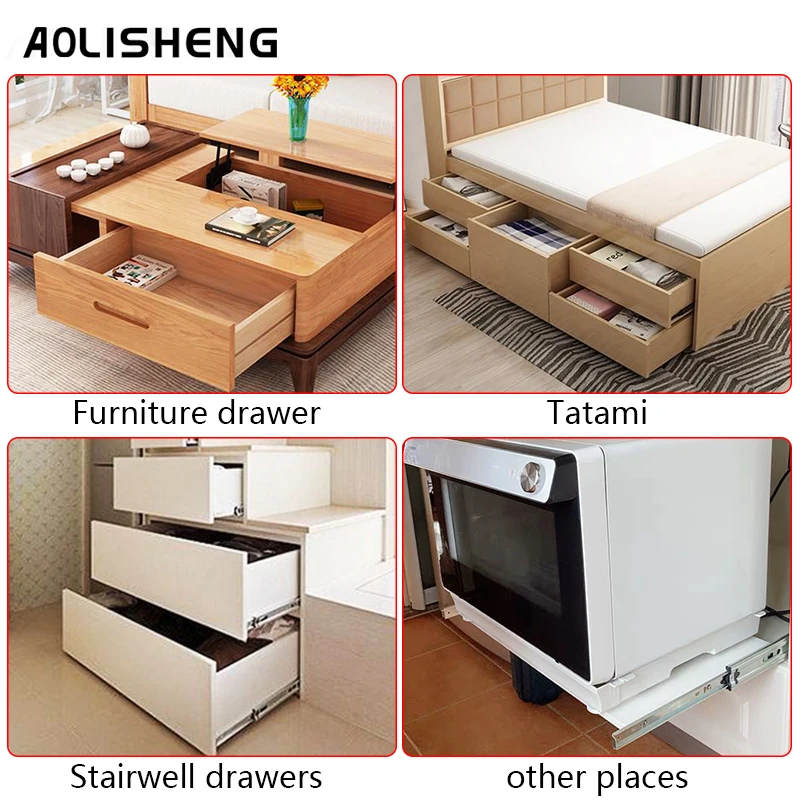 AOLISHENG Heavy Duty Drawer Slide Rail 51mm Full Extension Ball Bearing Load 68kg