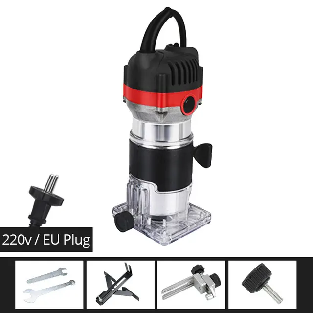 800w 30000rpm Wood Router Tool Combo Kit Electric Woodworking Machines Power Carpentry Manual Trimmer Tools With Milling Cutter Wood Router