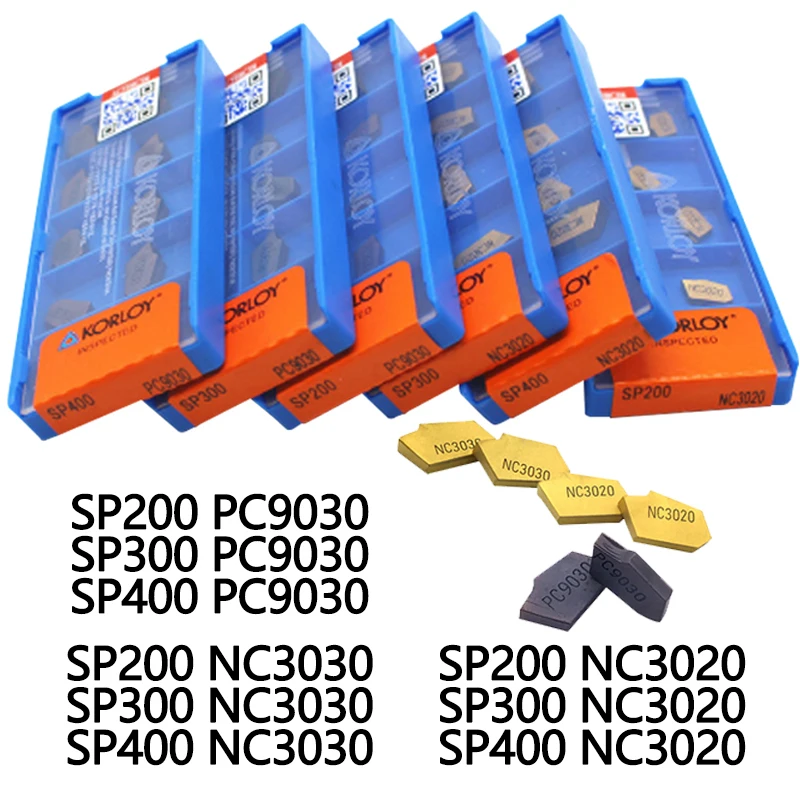 

SP200 SP300 SP400 PC9030 NC3020 NC3030 korloy Grooving Carbide Inserts lathe cutter turning tool Parting and grooving off tools