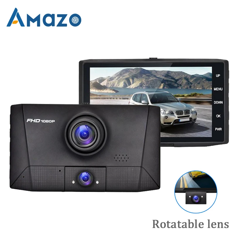 

4" IPS Screen Car DVR Camera HD 1080P Dual Lens Auto Video Recorder Registrator 3 Cameras 170 Wide Angle Dash Cam Camcorder