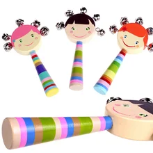 

8pcs Baby Wooden Rattle Jingle Bells Smiling Face Stick Shaker Kids Children Musical Toys Musical Instrument with Wooden Handle(