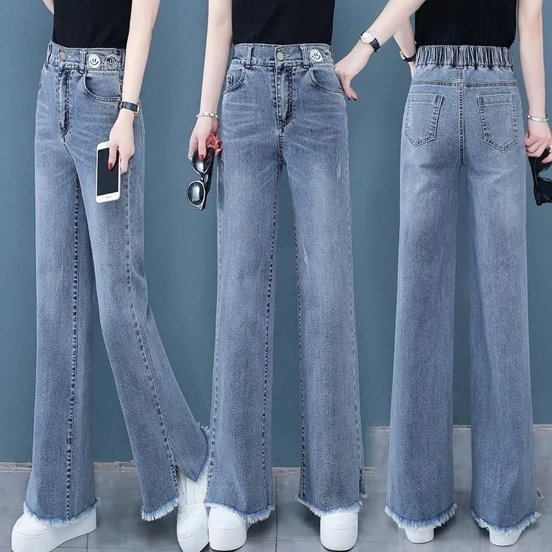 Mom jeans wide leg jeans ladies spring and summer 2020 new high waist loose straight tube wild was thin mopping pants pants tide