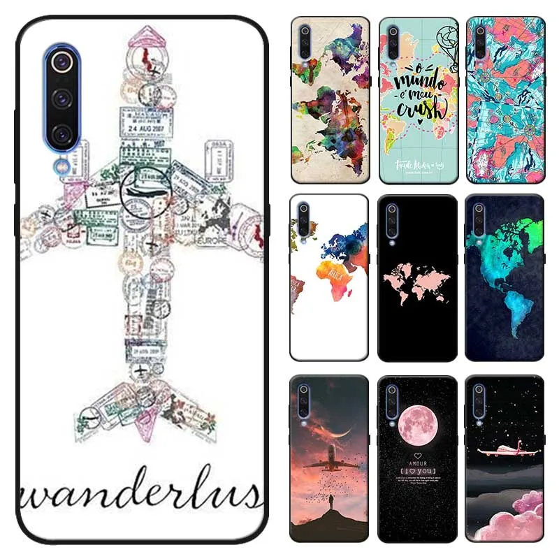 

World Map Travel Just Go Airplane Phone Case for samsung galaxy a50 a70 a30 a40 a20 s8 s9 s10 plus Soft silicone Cover