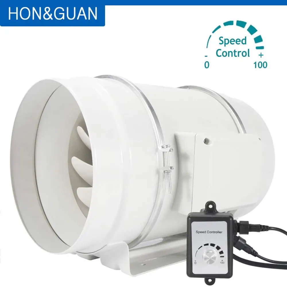 

8'' Silent Inline Duct Fan Ventilation System with Variable Speed Controller 110V Air Exhaust Fans with EC Motor Ventilator