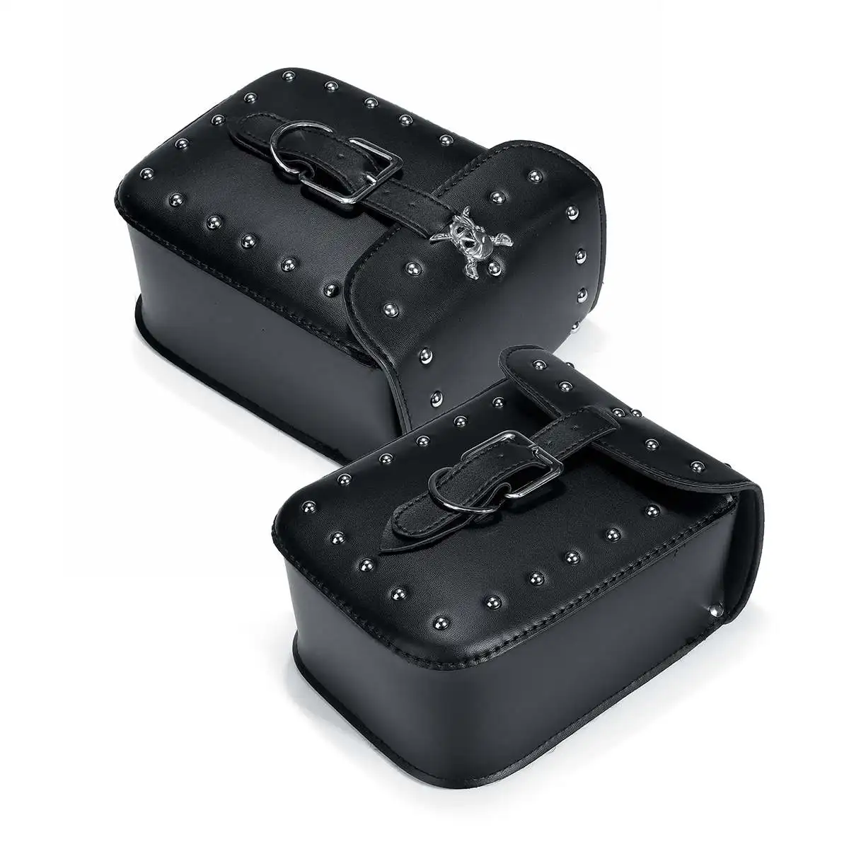 1 комплект черная искусственная кожа универсальная гоночная мотоциклетная водонепроницаемая сумка для инструментов дорожные сумки чемодан седельный багажник с заклепками череп