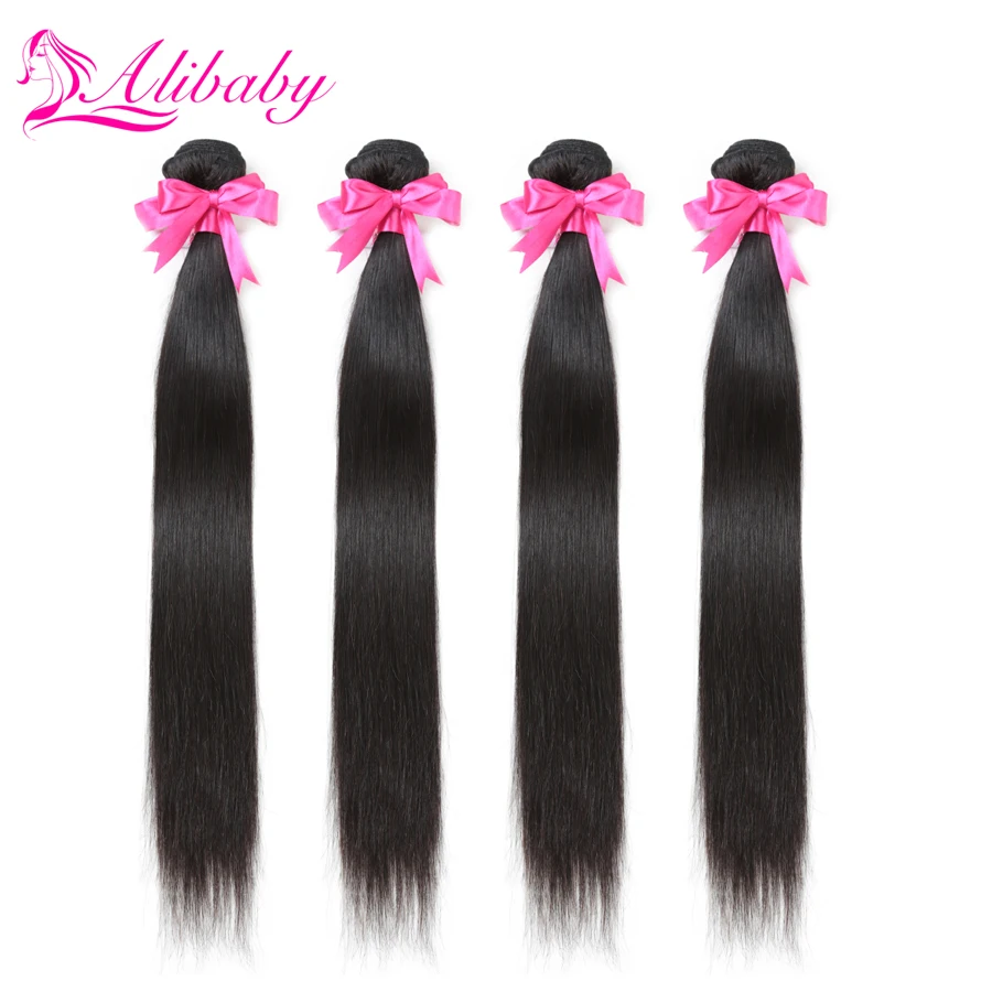 

Alibaby Indian Hair Bundles 4 Pcs/Lot 100% Human Hair Weave Straight Hair Extensions 8-30 Inch Non Remy Natural Color