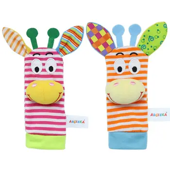 

Newborn Cartoon Animal Rattle Plush Wristwtatch Strap Baby Soft Sock Infant Toys