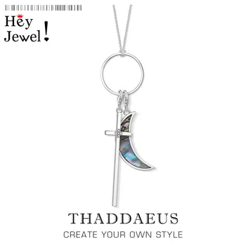 

Charm Necklace Cross & Moon,2020 Spring Fashion Trendy Faith Jewelry Europe 925 Sterling Silver Bijoux Gift For Women Girls