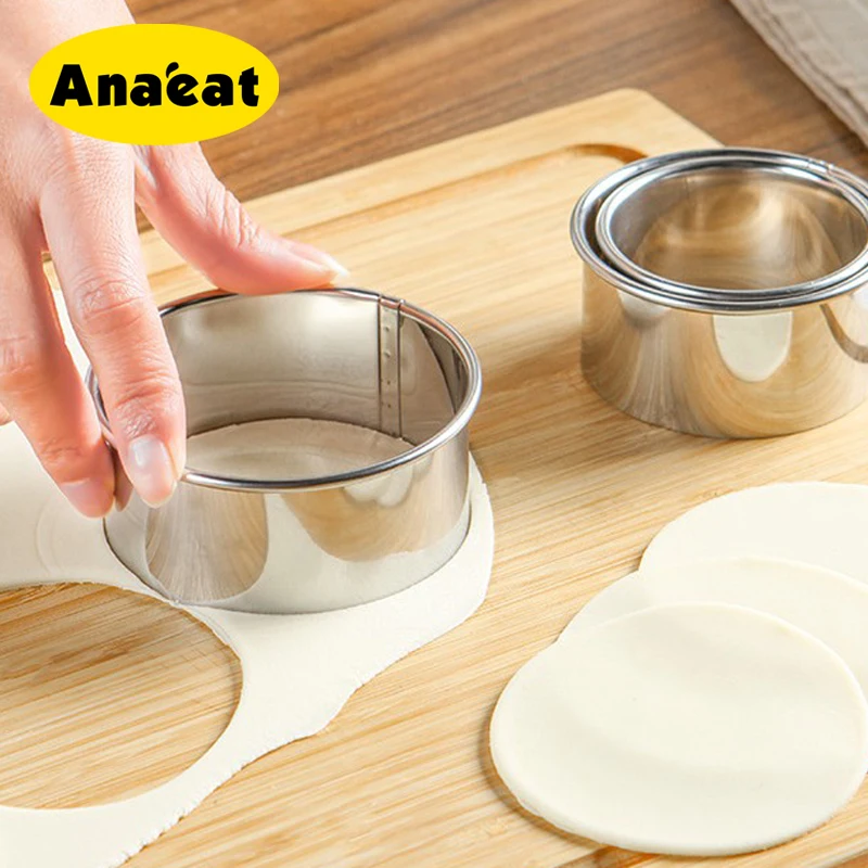 

ANAEAT 3 pieces/set of stainless steel round dumpling mold set round biscuit pastry dough cutting tool