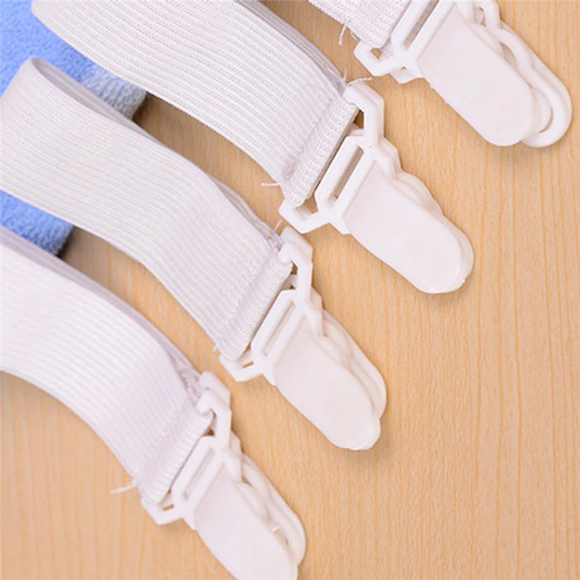 4pcs White non-slip Elastic Band Practical Fixing Clips Simple And Portable For Fixing Bedspread Mattress Sheets