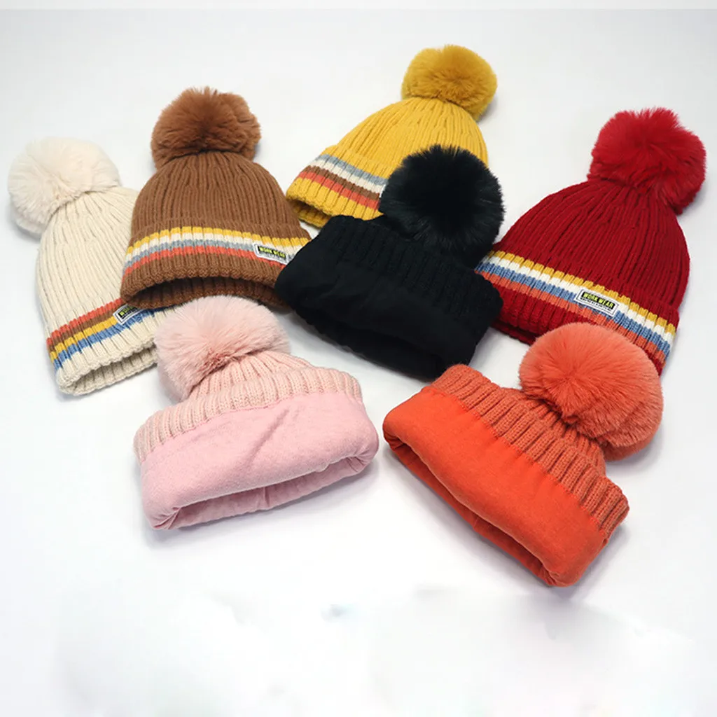 ACCGLORY, Женская пара, шапка, осень и зима, толстая, с нашивкой, с буквенным принтом, смешанные цвета, вязаная шапка для девочки, Bean, шапка для мальчика, теплая зимняя шапка