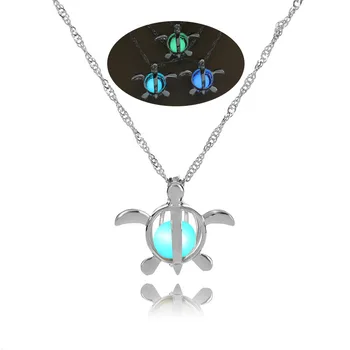 

New fashion jewelry 100 pcs/lot diy hollowed-out open night light turtle necklace accessories woman