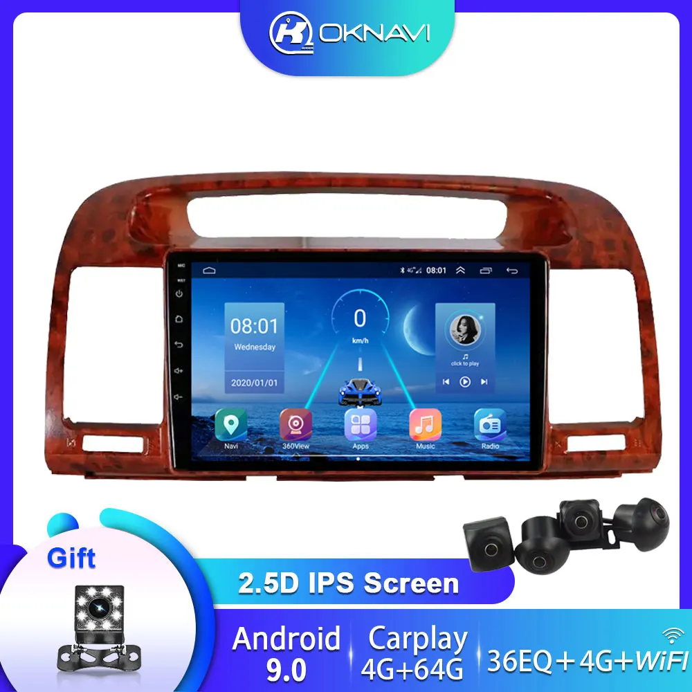 

9" 2 Din Android 9.0 Car Multimedia WIFI Radio Player For Toyota Camry 2002 -2006 Manaul GPS Navigation Mahogany Frame No DVD