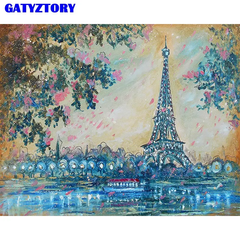 

GATYZTORY Frame Paris Diy Painting By Numbers Modern Wall Painting Handpainted Coloring By Numbers Gift For Home Decors Artwork