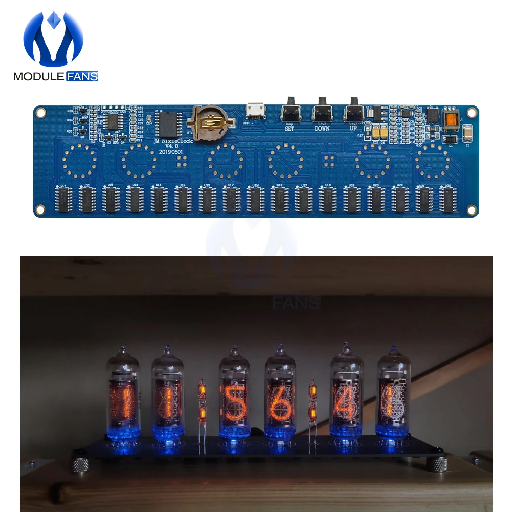 IN14 PCBA DIY Glow Tube Clock Suite Module Tube Digital Clock Kit Module M4X3 
