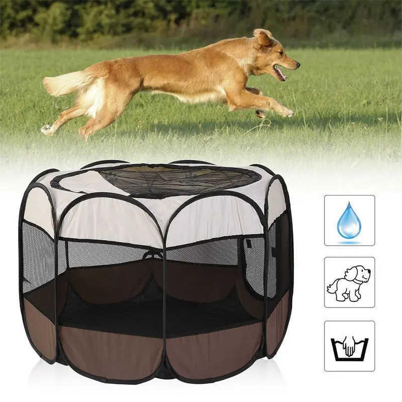 Carpa grande plegable portátil para mascota, casa de perro, tienda para perro y gato, corralito, perrera de fácil operación, cerca octagonal duradera para exterior, jaula para animales