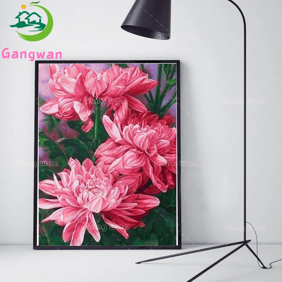 Розовая хризантема Алмазная мозаика Пионы/цветочный 5d DIY картина настенные