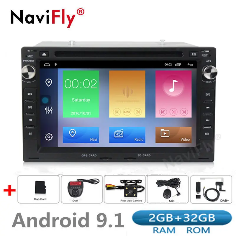 2din 2+ 32G Android 9,1 автомобильный dvd-плеер gps навигация для Фольксваген Пассат B5 MK5 Гольф транспортер поло радио FM BT wifi RDS - Цвет: dvd camera DVR DAB