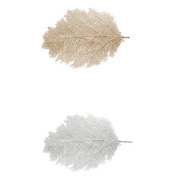 

Metallic Leaf Placemats,Stain Resistant Washable PP Table Mats,Non-Slip Place Mats Table Decoration Set of 4