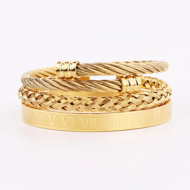 New Arrival High Quality Men Jewelry Bangle Bracelet Stainless Steel Roman Wire Twist Steel Bracelet Men - Image 3