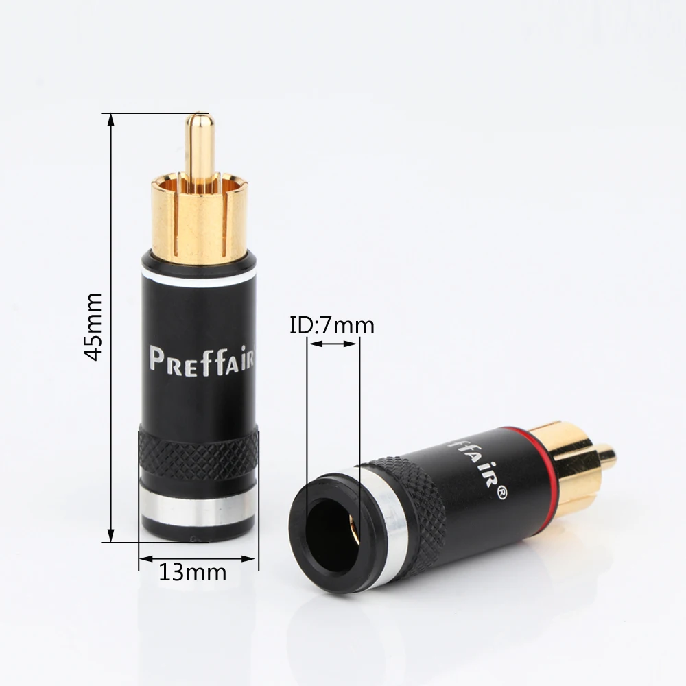 4Pcs Praffair R1764 RCA Stecker Vergoldet Männlichen Doppel Self-Locking Lotus Draht Anschlüsse Audio Adapter – Detail 3