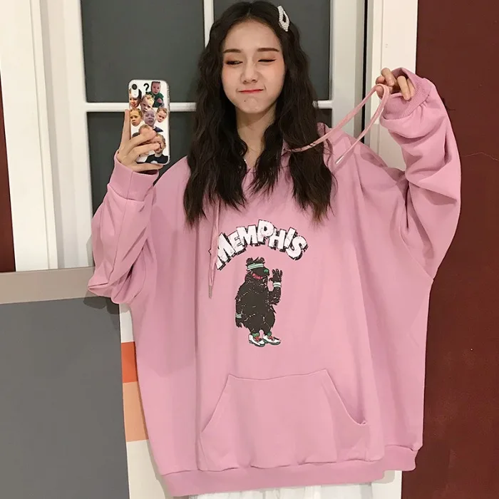 Harajuku Clothing Women Autumn Sweatshirts Hoodies Korean Ulzzang Bf Long Sleeve Thin Hooded Sweatshirt Female Loose Coats